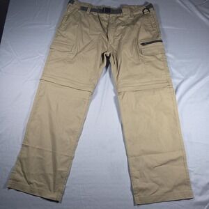 B.C. Clothing Men's Convertible Stretch Cargo Short / Pants, Tan, Size XLx30
